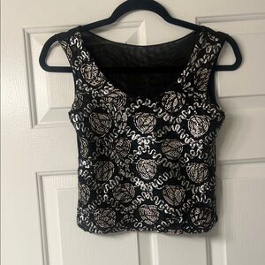 Black and Silver Sleeveless Top